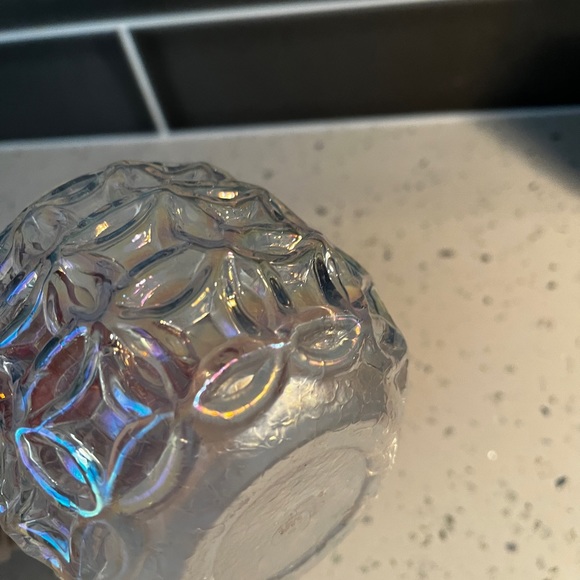 Glass Eye Studio Basket Clear Iridescent Votive Candle Holder Handmade EUC - Picture 6 of 7